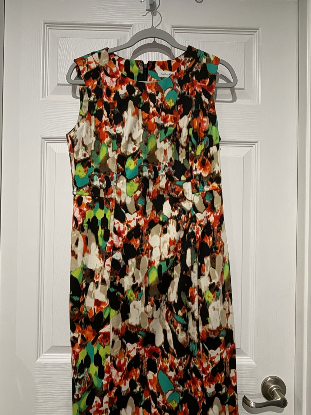Calvin Klein Colorful Abstract Sleeveless Shift Dress